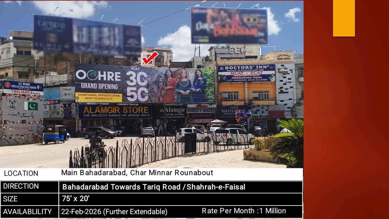 MAIN BAHADARABAD , CHAR MINNAR ROUNABOUT