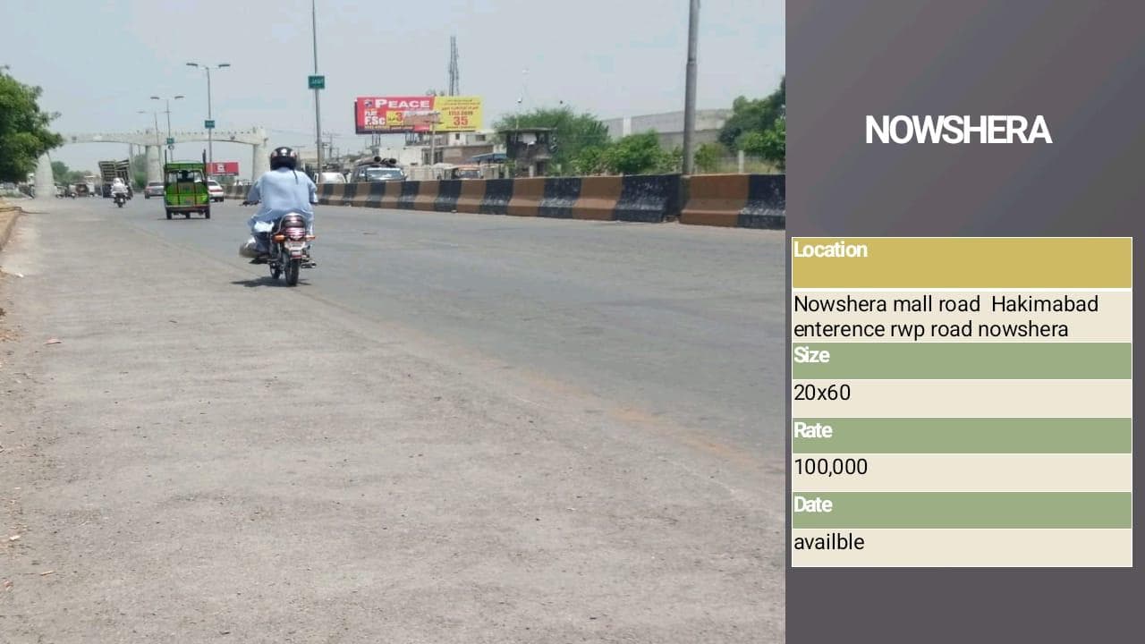 NOWSHERA MALL ROAD HAKIMABAD ENTERENCE RWP ROAD NOWSHERA