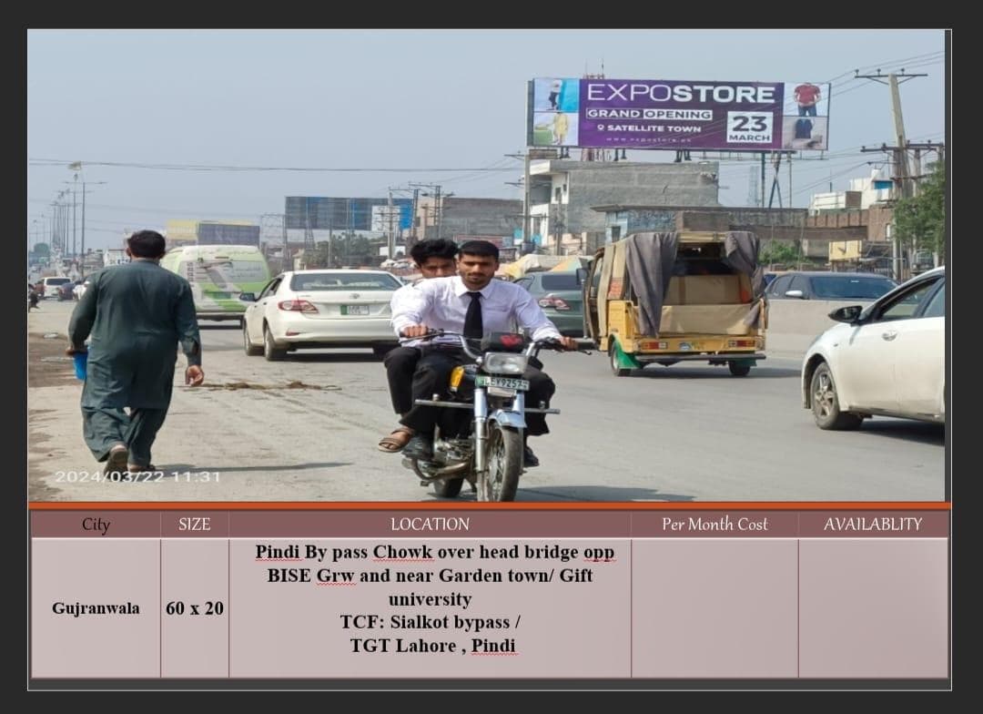 PINDI BYPASS CHOCK OVER HEAD BRIDGE OPP BISE GRW AND NEAR GARDEN TOWN/GIFT UNIVERSITY