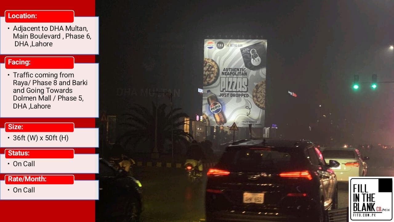 DHA MULTAN MAIN BOULEVARD, PHASE 6, DHA,LAHORE
